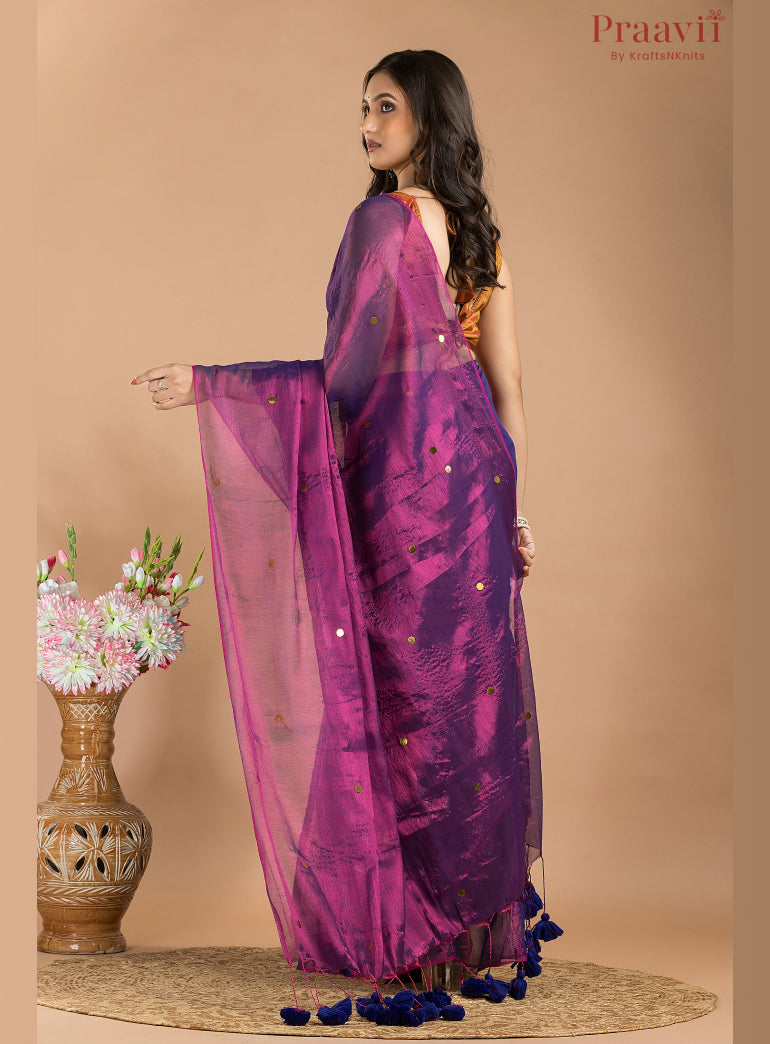 Mul Tissue Saree with Gini