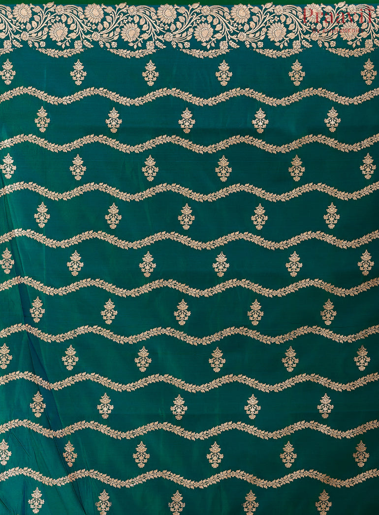 Two-Tone Bottle Green Banarasi Saree