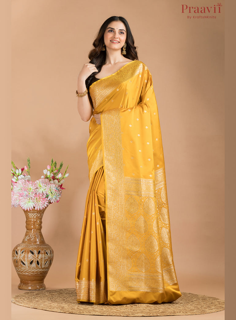 Golden Yellow Banarasi Saree