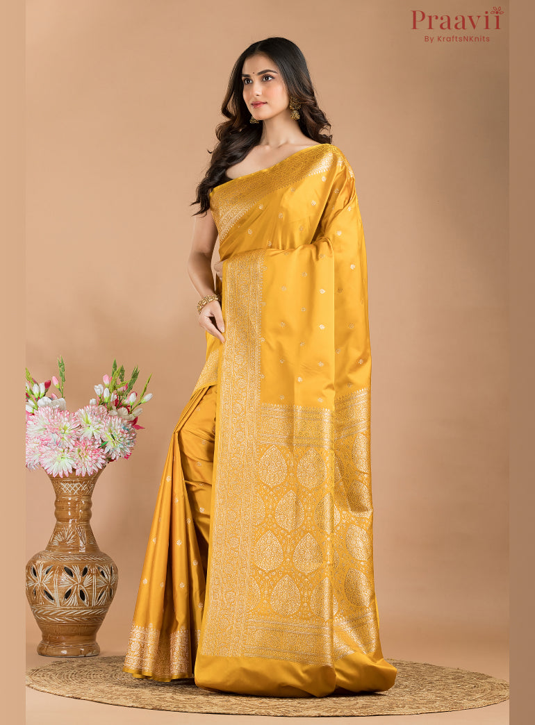 Golden Yellow Banarasi Saree