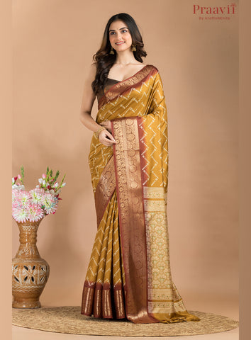 Mustard Yellow Soft Silk Saree
