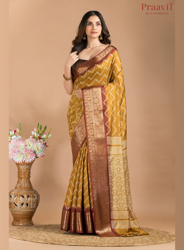 Mustard Yellow Soft Silk Saree