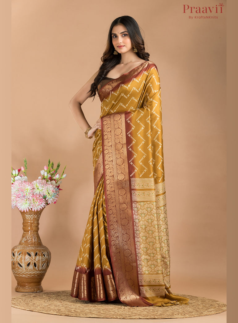 Mustard Yellow Soft Silk Saree