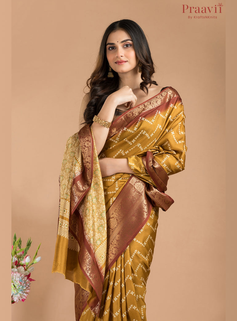 Mustard Yellow Soft Silk Saree
