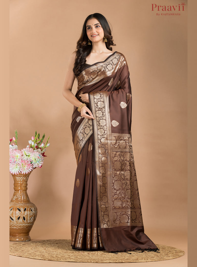 Dark Brown soft silk Saree