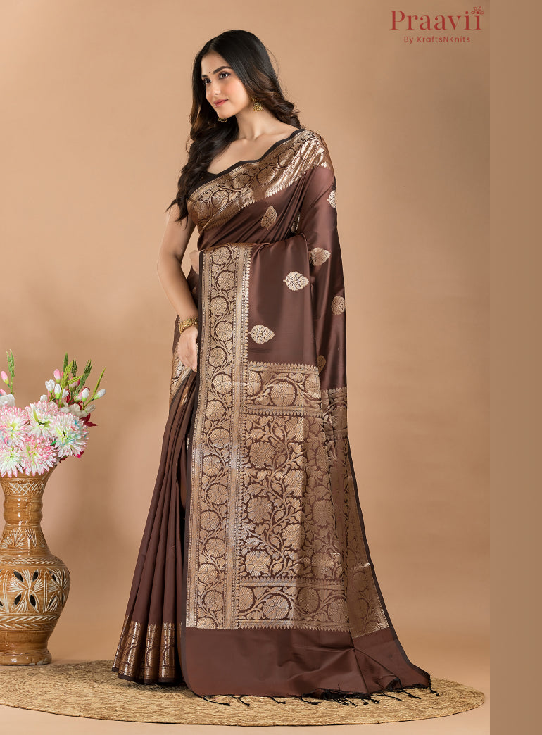 Dark Brown soft silk Saree