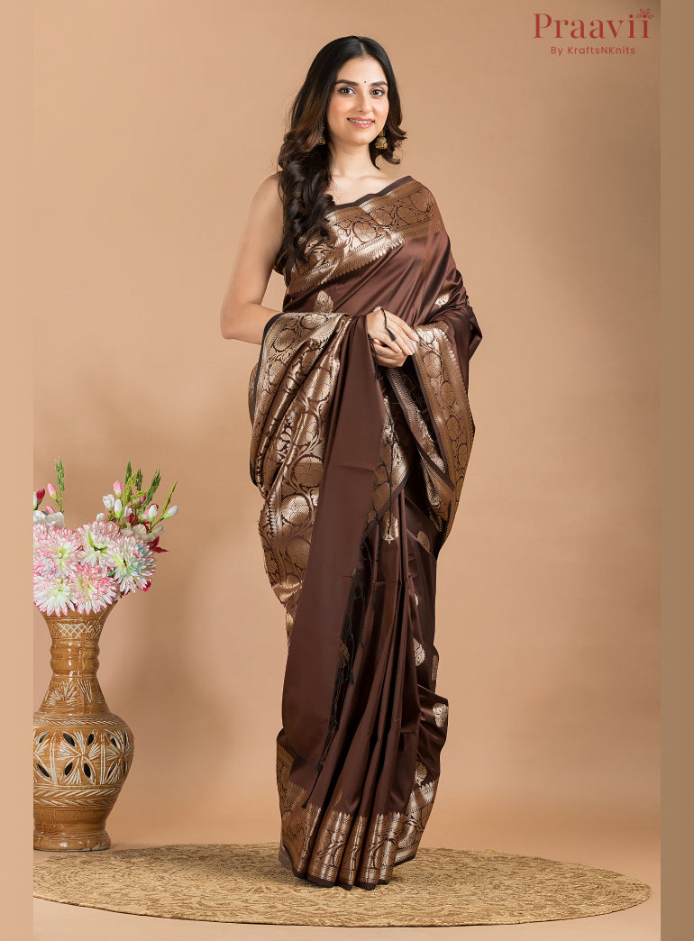 Dark Brown soft silk Saree