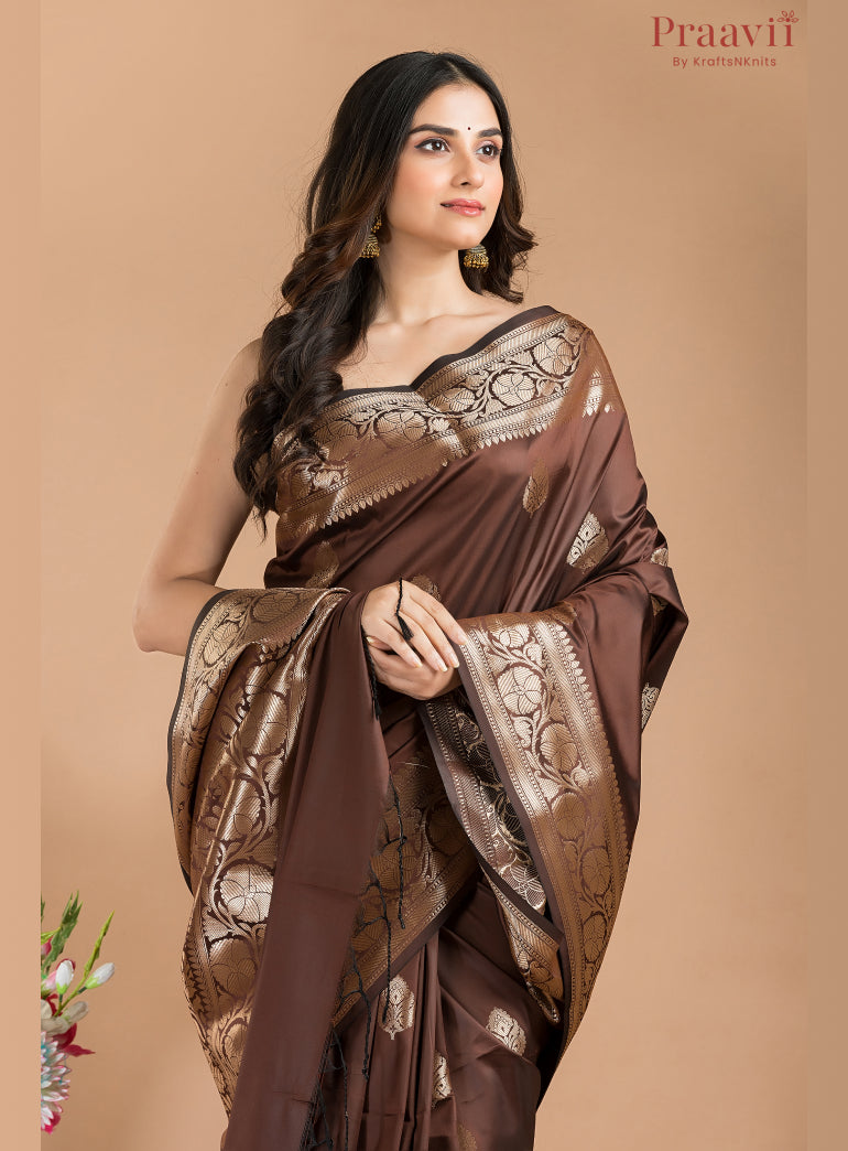 Dark Brown soft silk Saree