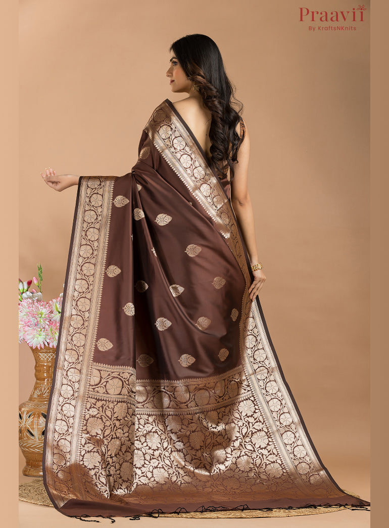 Dark Brown soft silk Saree