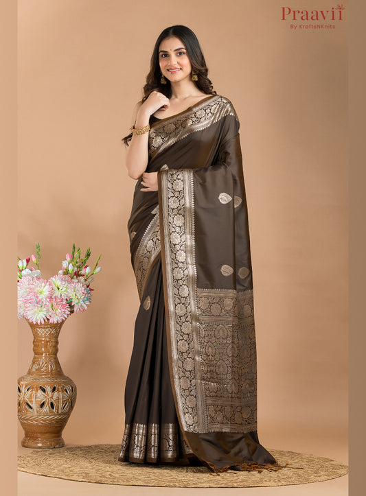 Dark Brown Soft Silk Saree