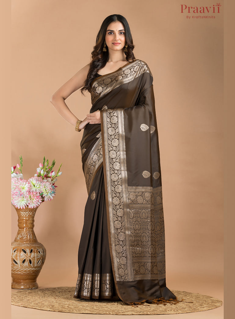 Dark Brown Soft Silk Saree