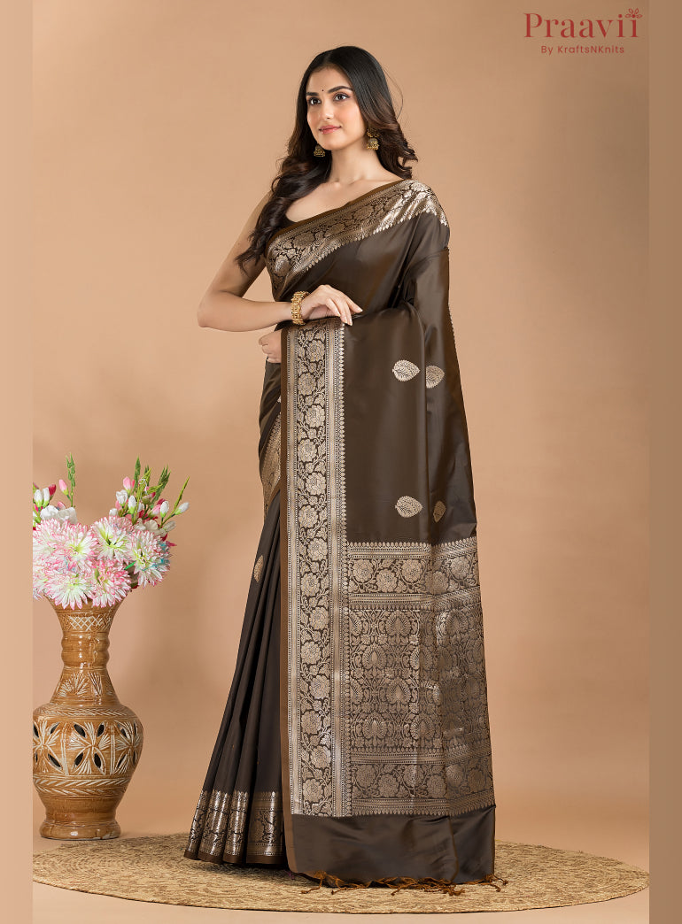 Dark Brown Soft Silk Saree