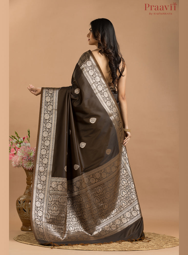 Dark Brown Soft Silk Saree