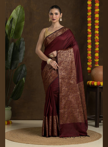 Maroon Matka Silk Blended Saree