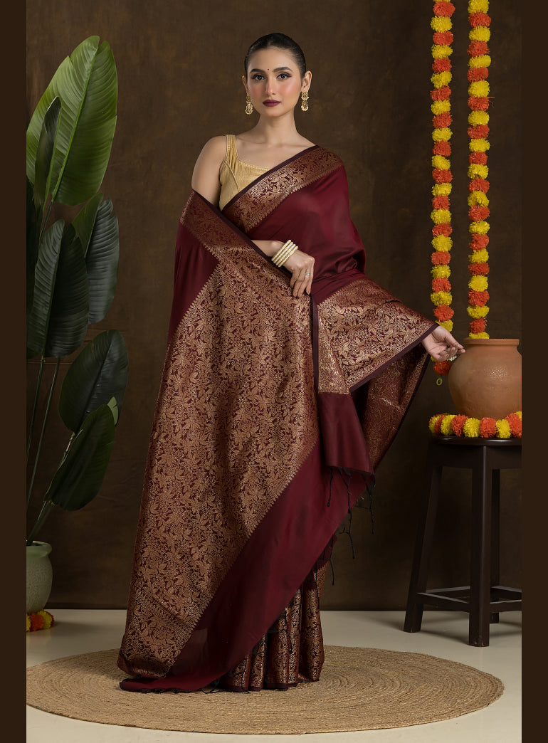 Maroon Matka Silk Blended Saree
