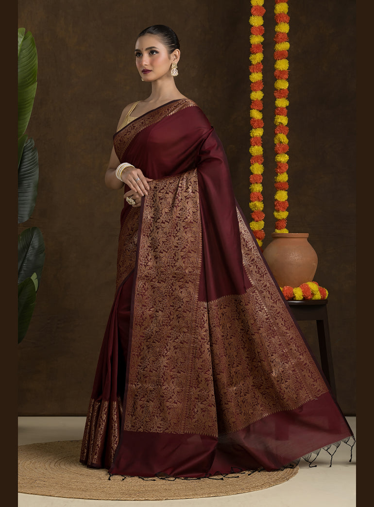 Maroon Matka Silk Blended Saree