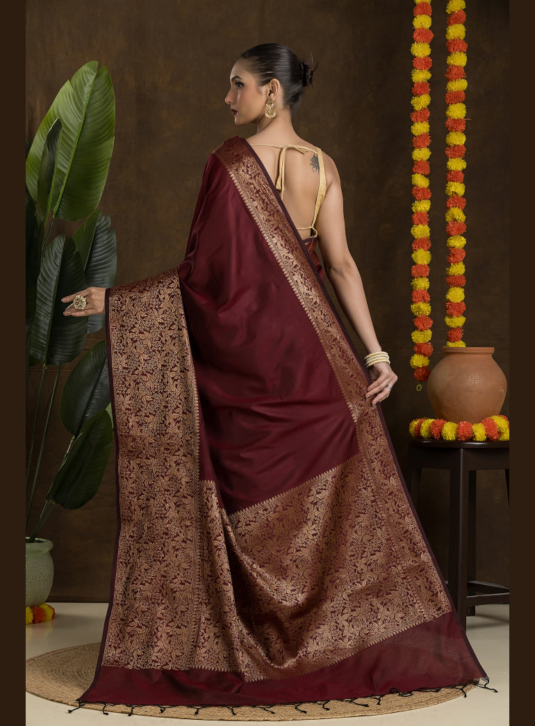 Maroon Matka Silk Blended Saree