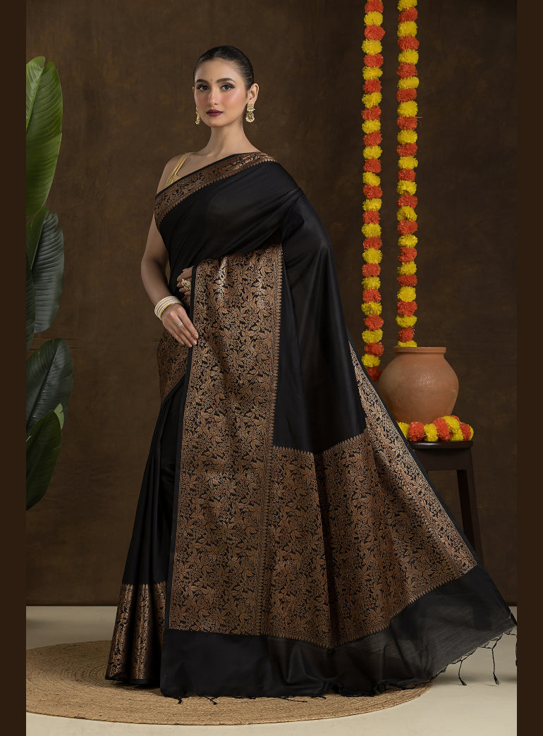Black Matka Blended Silk Saree