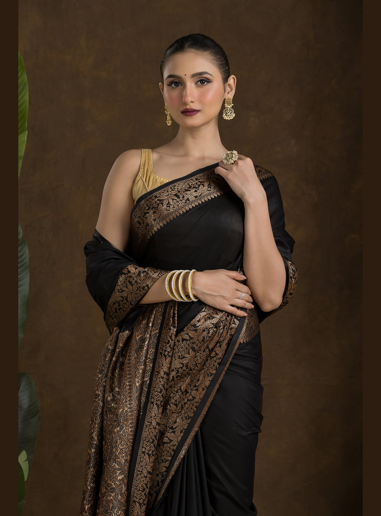Black Matka Blended Silk Saree