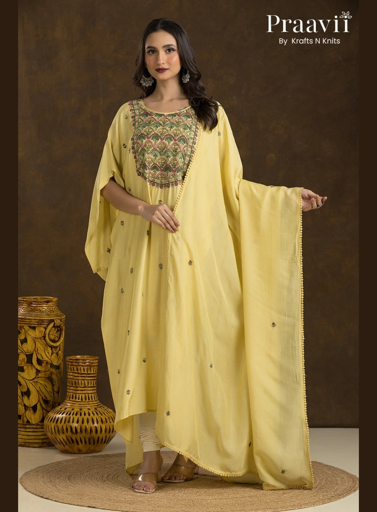 Lemon Yellow Muslin Kurta Set