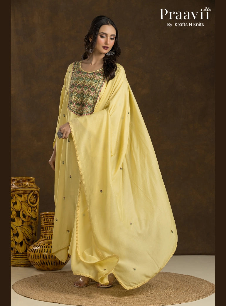 Lemon Yellow Muslin Kurta Set