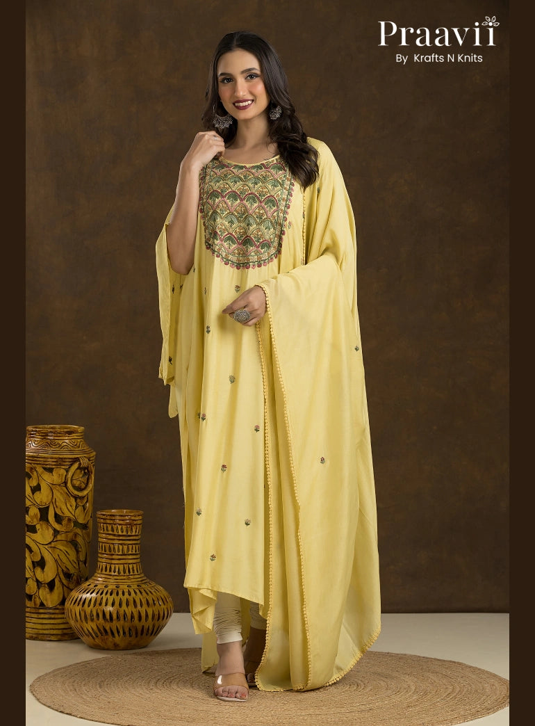 Lemon Yellow Muslin Kurta Set