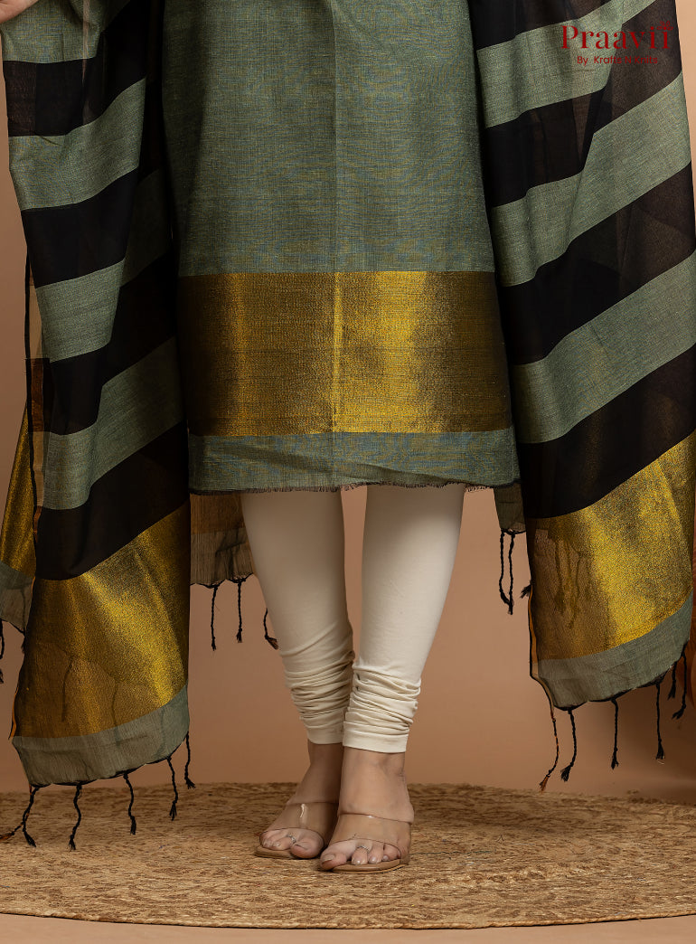 Pastel Green Unstitched Cotton with Tissue 2-Piece Suit Set
