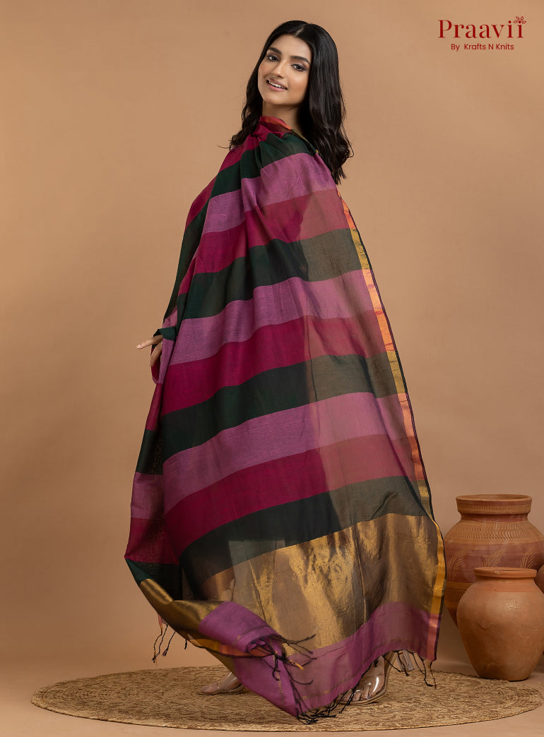 Magenta Unstitched Cotton with Tissue 2-Piece Suit Set