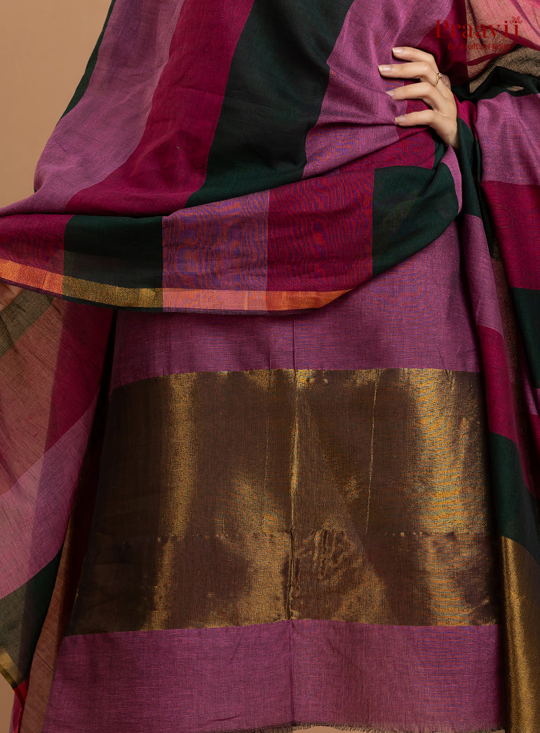 Magenta Unstitched Cotton with Tissue 2-Piece Suit Set