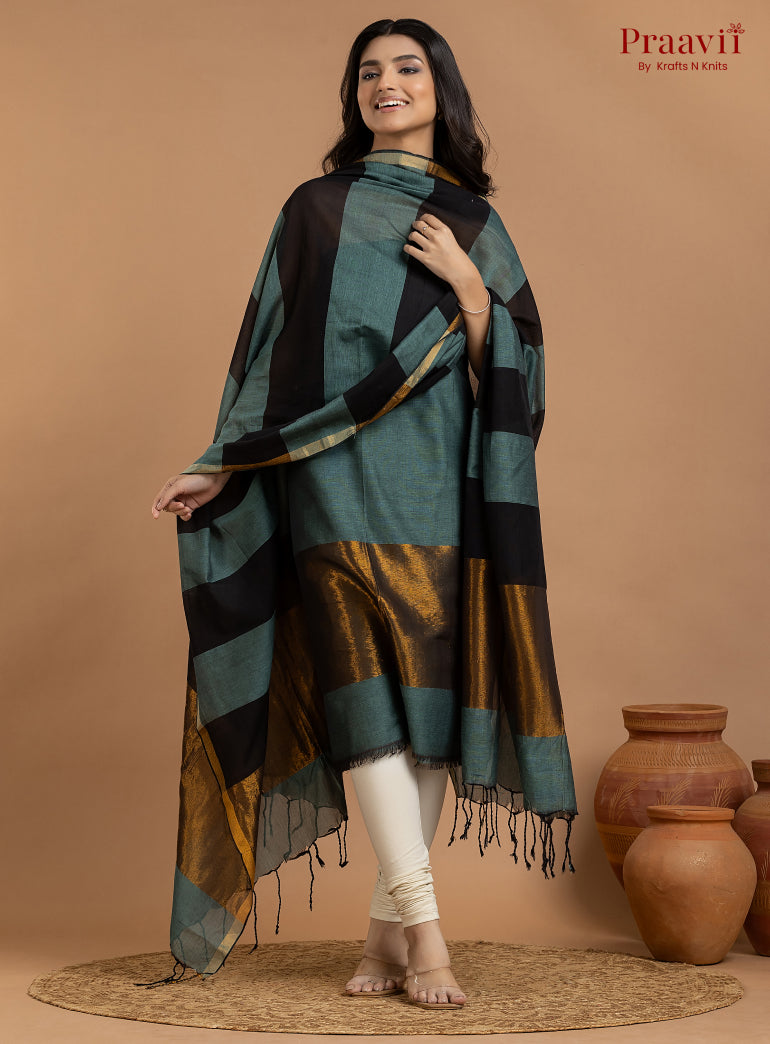 Pastel Blue Unstitched Cotton with Tissue 2-Piece Suit Set
