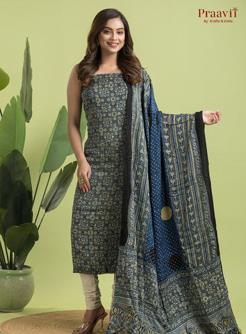 Blue Ajrakh Modal Handblock Printed Suit Set