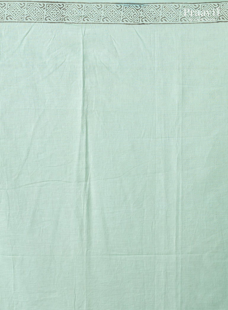 Mint Green Pure Cotton Saree with Hand Block Print