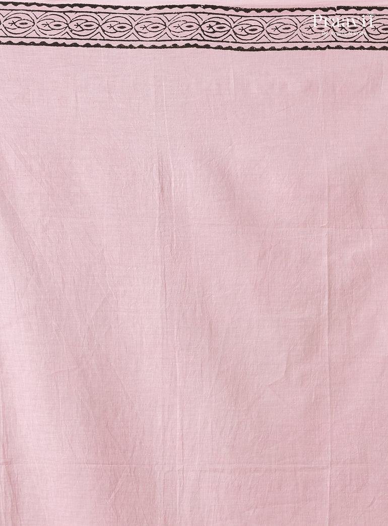 Blush Pink Pure Cotton Saree with Hand Block