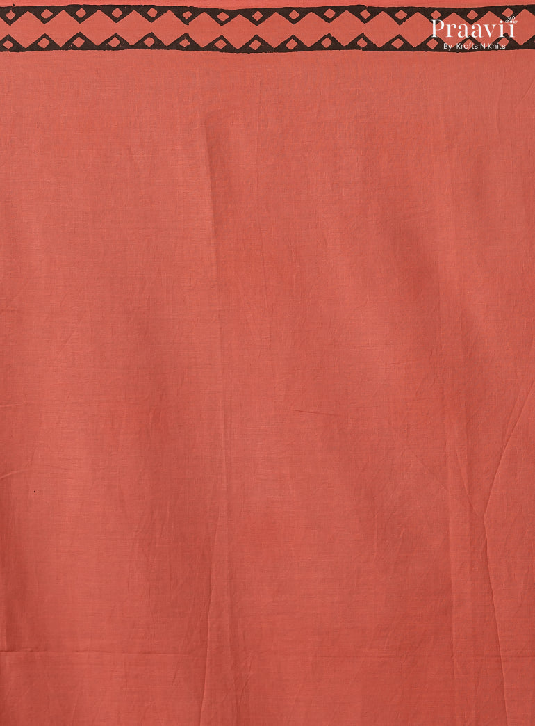 Vintage Rose Pure Cotton Saree with Hand Block