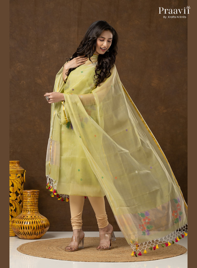Sage Green Unstitched Muslin Jamdani 2-Piece Suit Set