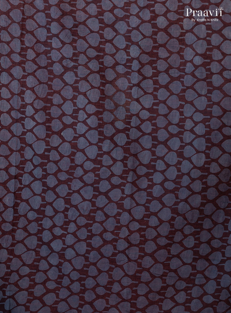 Light Blue Bagru Print Pure Mul Cotton Saree