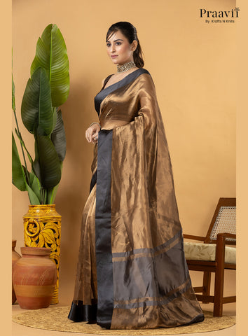 Gold Black Pure Banarasi Tissue Saree