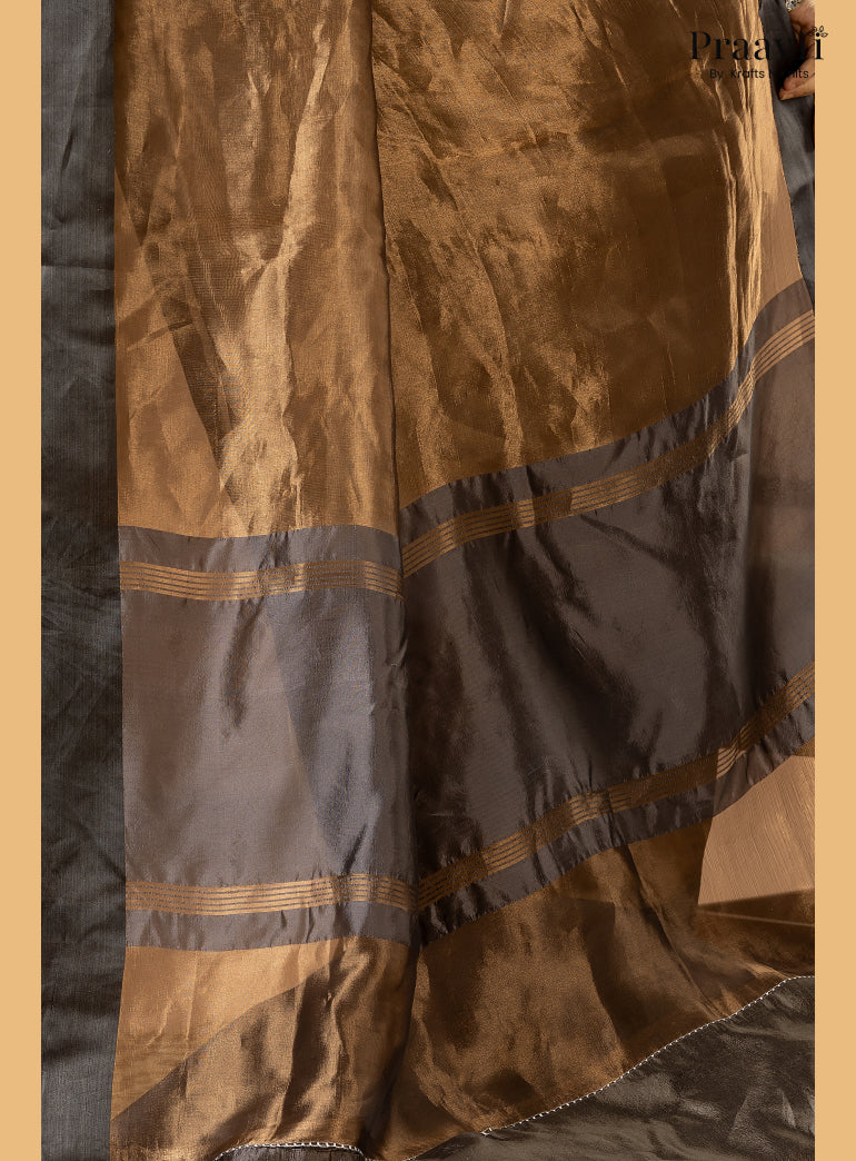 Gold Black Pure Banarasi Tissue Saree