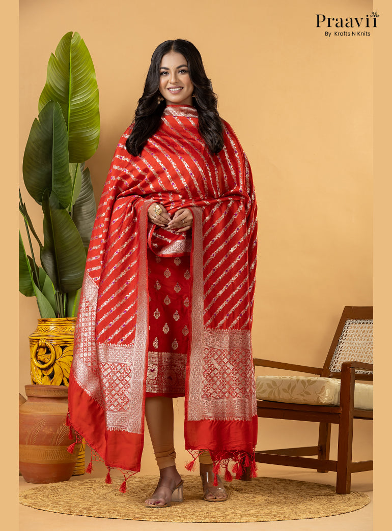Red Pure Banarasi Silk Suit Set