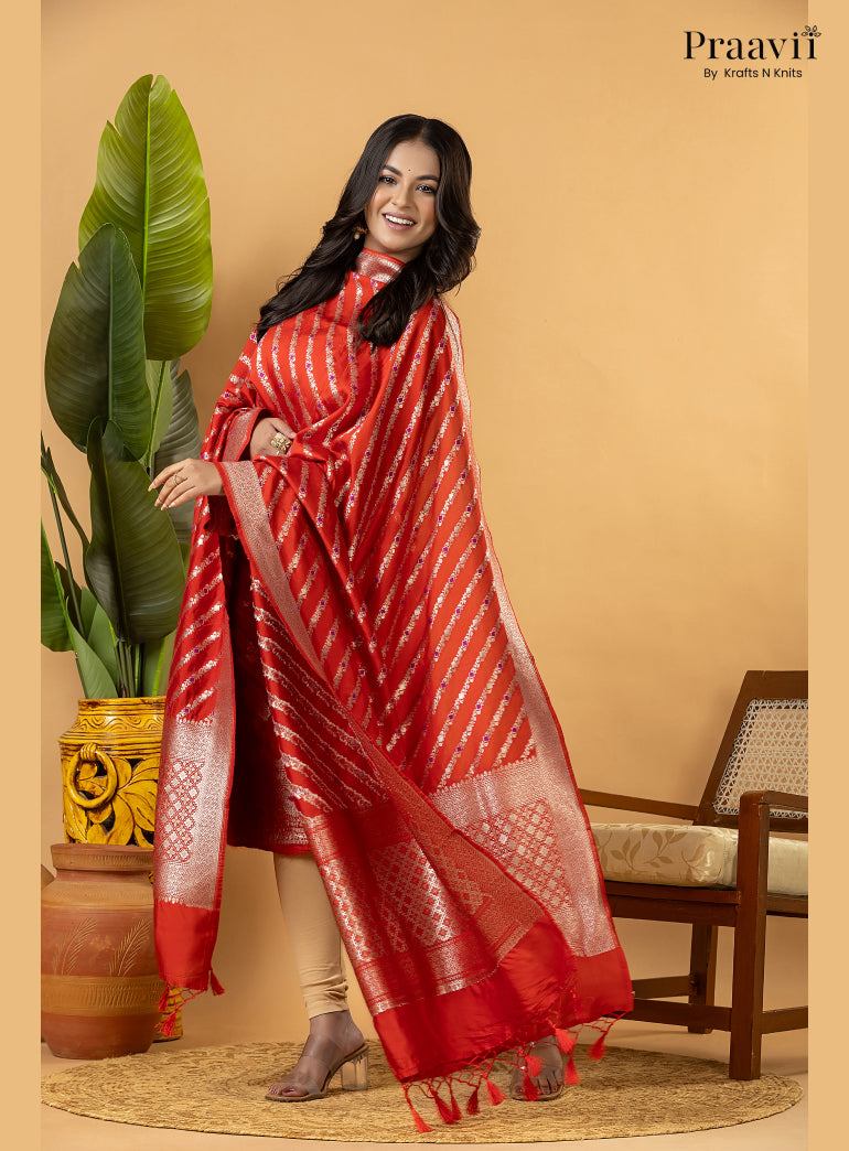 Red Pure Banarasi Silk Suit Set