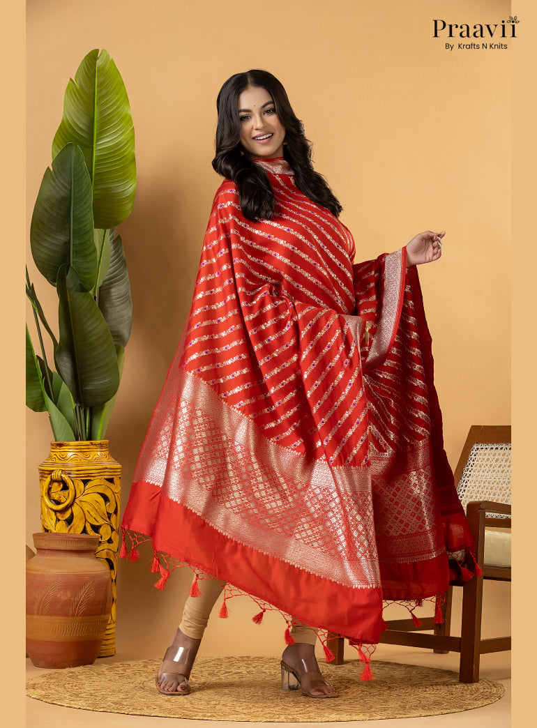 Red Pure Banarasi Silk Suit Set
