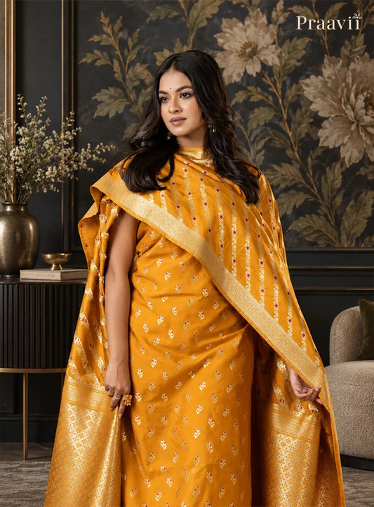Mustard Colour Banarasi Silk Suit Set