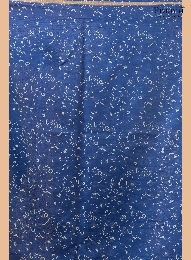 Sapphire Blue Chanderi Silk Handblock Print 2-Piece Suit Set