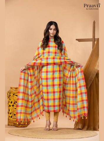 Multicolour Pure Cotton Checks 2-Piece Suit Set