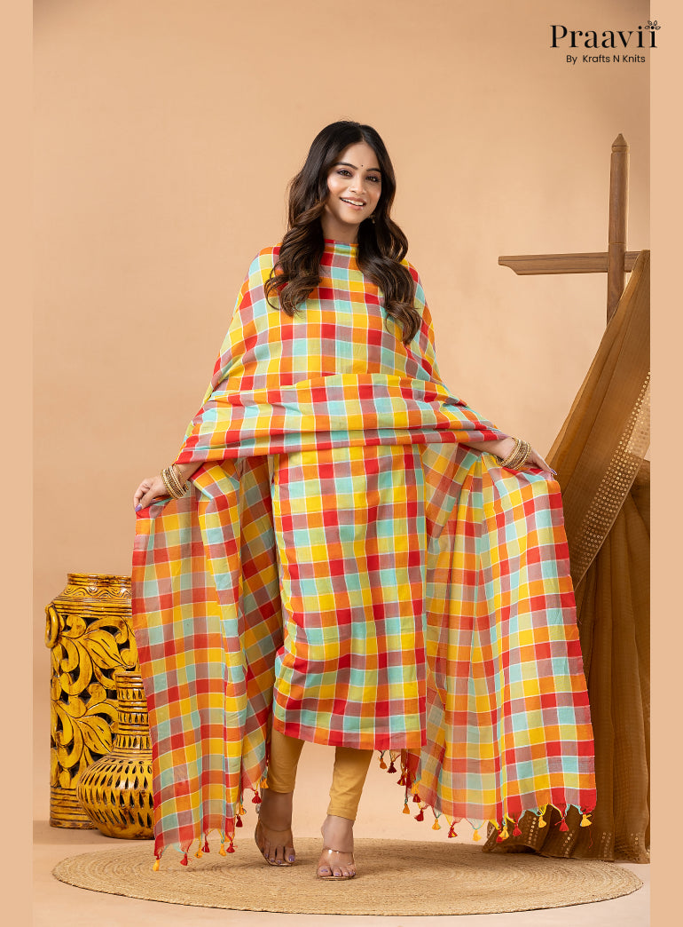 Multicolour Pure Cotton Checks 2-Piece Suit Set
