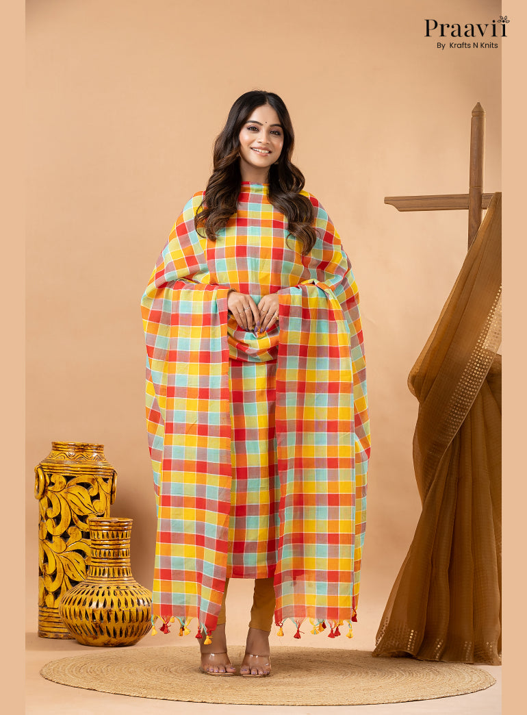 Multicolour Pure Cotton Checks 2-Piece Suit Set