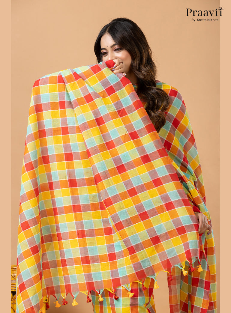 Multicolour Pure Cotton Checks 2-Piece Suit Set