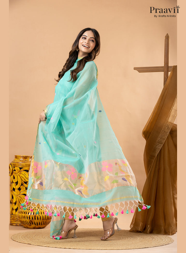 Electric Blue Muslin Jamdani 2-Piece Suit Set