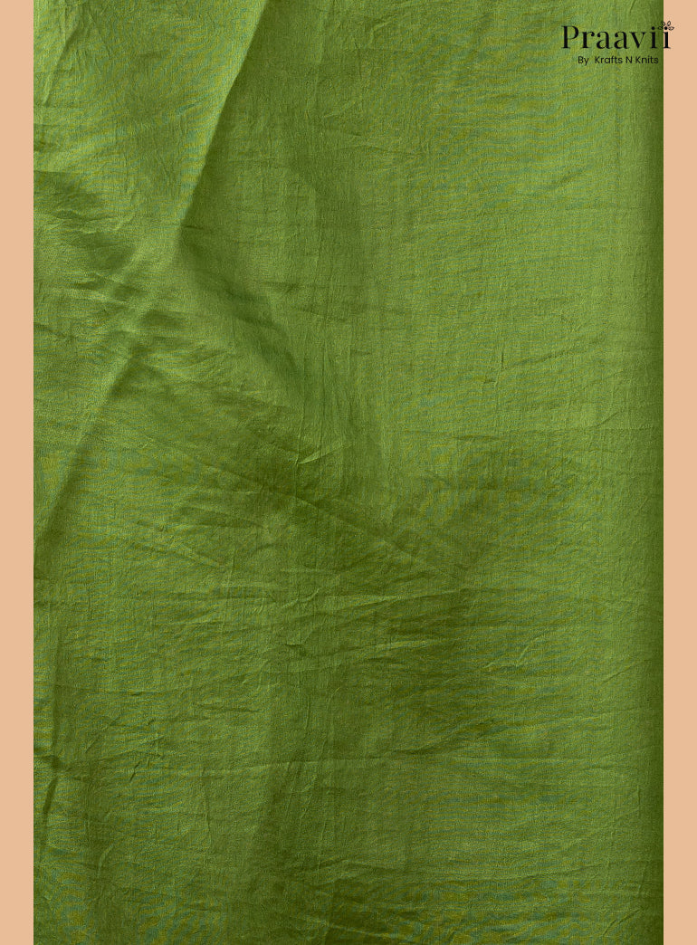 Fun Green Chanderi Handblock Print Saree