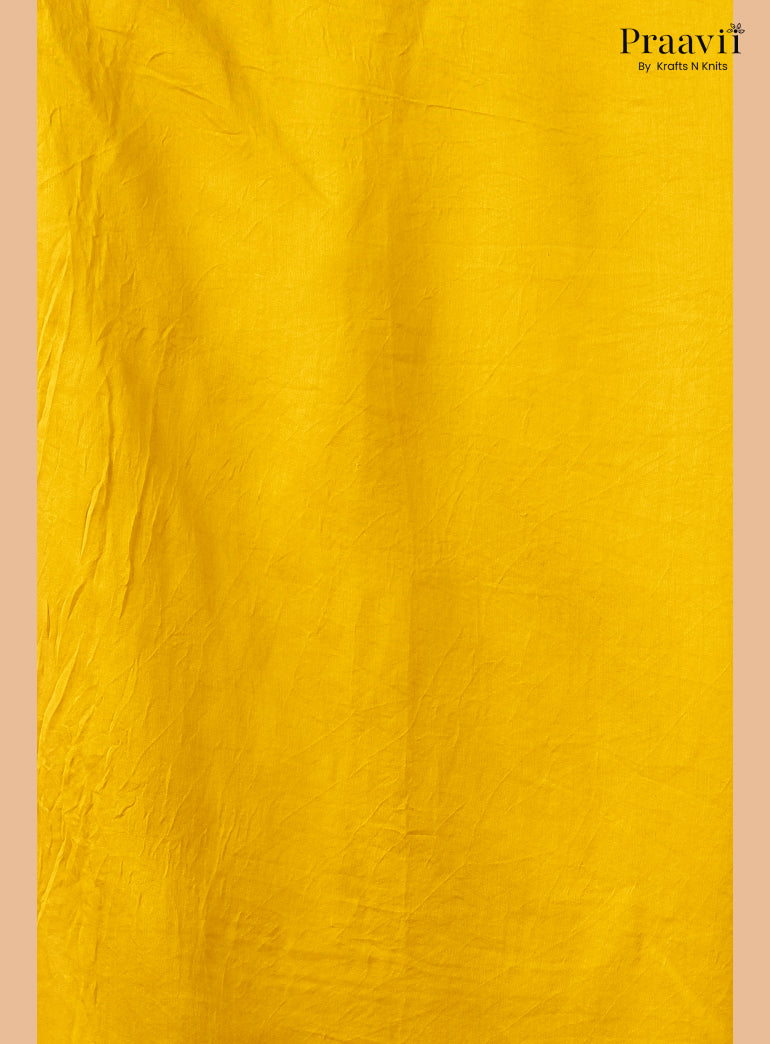 Mustard Yellow Chanderi Handblock Print Saree
